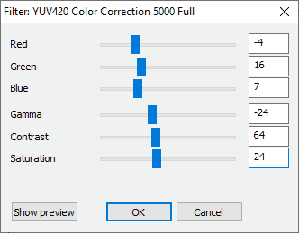 YUV420 Color Correction Dialog